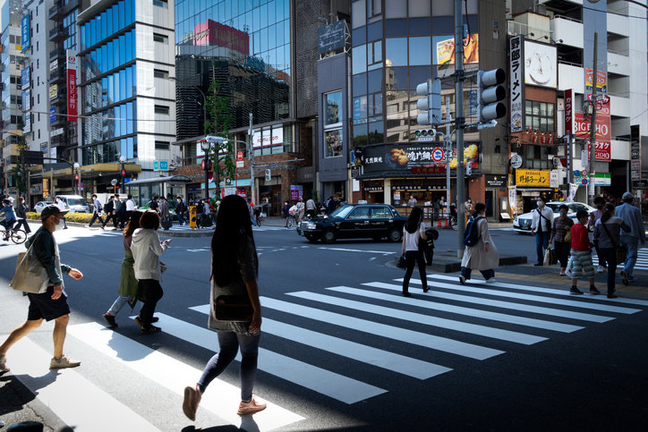 People walking in the streets, after golden week in Japan.