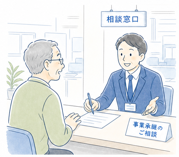 相談窓口で事業承継のご相談をする様子